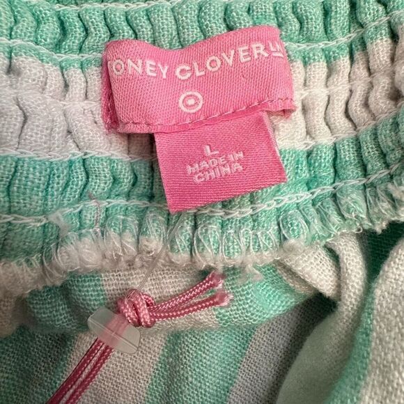 Stoney Clover Lane x Target Linen Blend Green White Striped Crop Top Large NEW - Picture 3 of 5